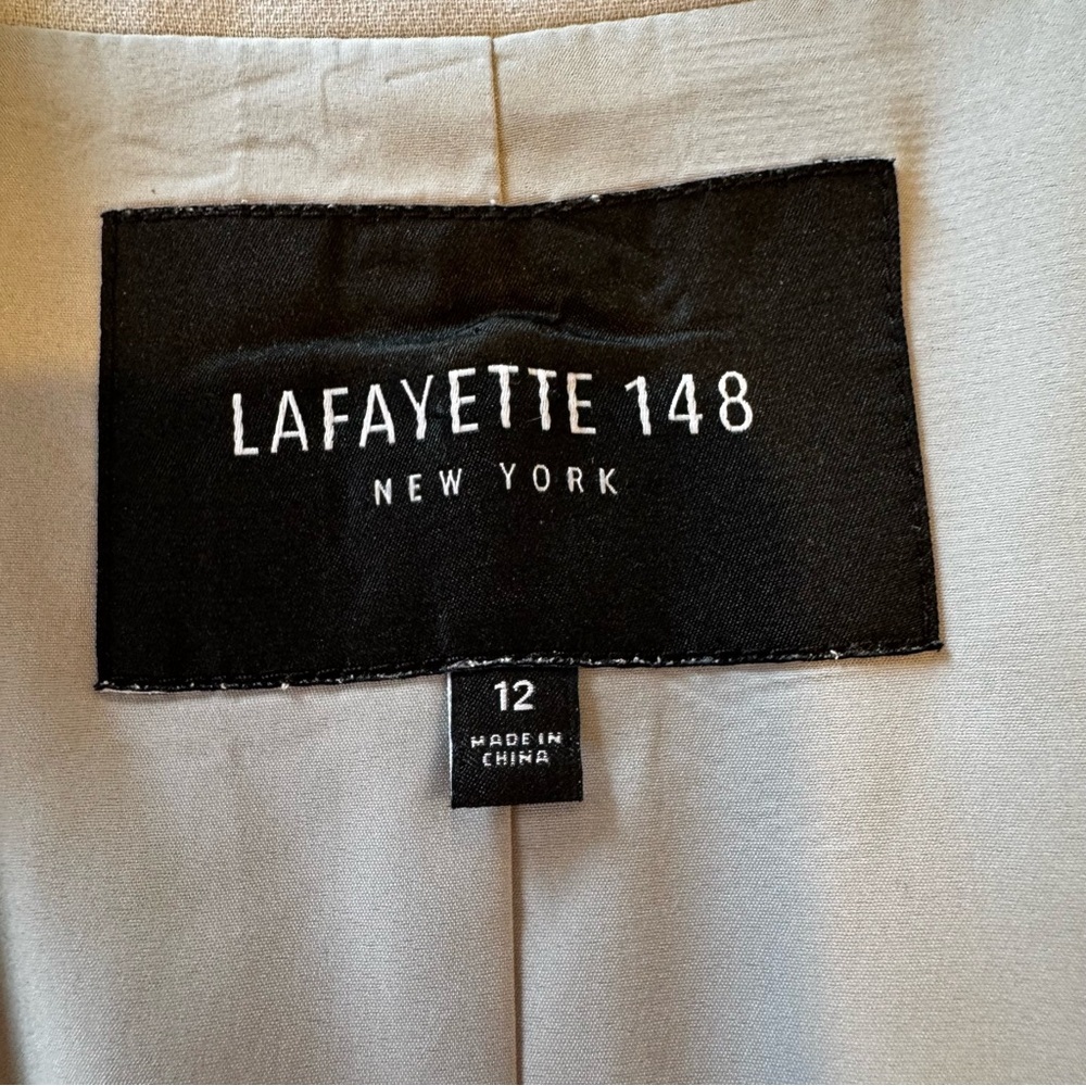 Lafayette 148 New York Gray Blazer Sz 12 Double Button Career Jacket Workwear - Picture 3 of 11